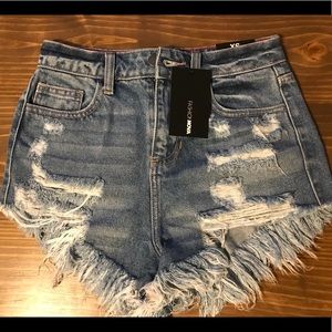 Fashion Nova distressed denim shorts